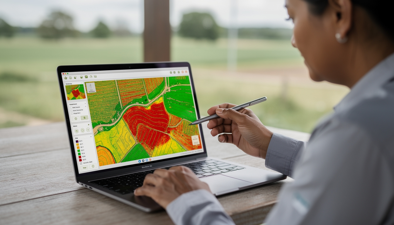 Mapa NDVI de cultivo agrícola generado por dron mostrando variaciones de vigor vegetal